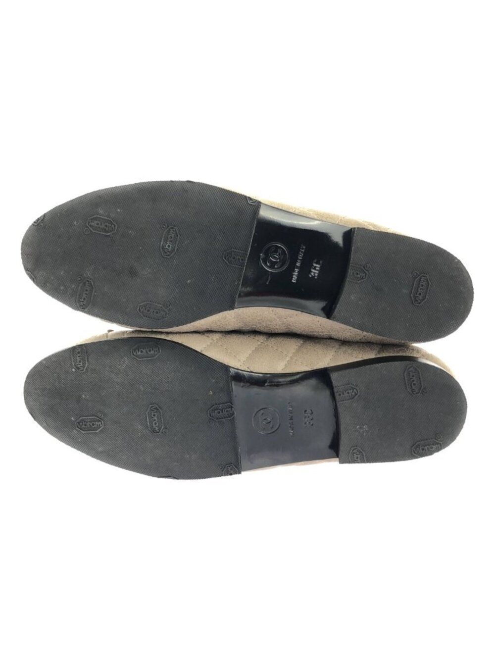 Chanel Leather CC Logo Quilted Flat Shoes 36c Gray Jew - Picture 5 of 9